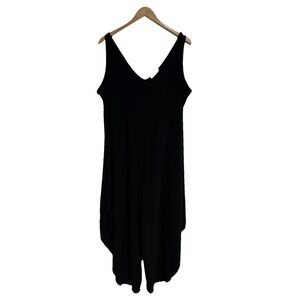 Annalee and Hope Women's XL Black Cropped Wide Leg Jumpsuit Stretch Grunge Boho‎